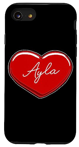 Hülle für iPhone SE (2020) / 7 / 8 Handgezeichnetes Herz Ayla – Vornamen-Herzen I Love Ayla von Love Personalized Hearts