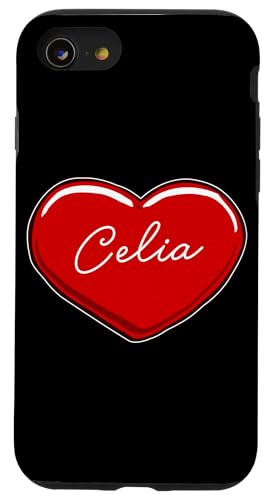 Hülle für iPhone SE (2020) / 7 / 8 Handgezeichnetes Herz Celia - Vornamen Herzen I Love Celia von Love Personalized Hearts