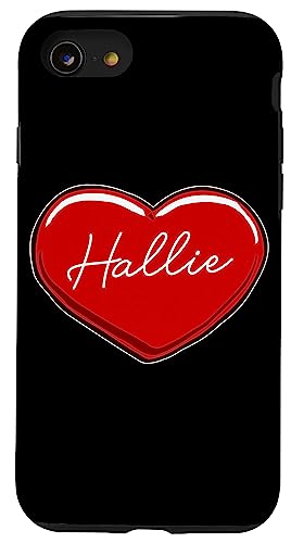 Hülle für iPhone SE (2020) / 7 / 8 Handgezeichnetes Herz Hallie – Vornamen-Herzen I Love Hallie von Love Personalized Hearts