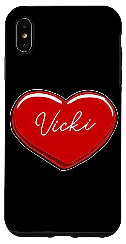 Hülle für iPhone XS Max Handgezeichnetes Herz Vicki - Vornamen Herzen I Love Vicki von Love Personalized Hearts