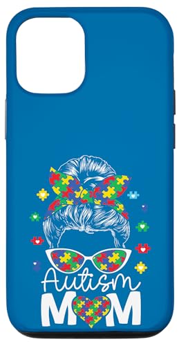 Retro Messy Bun Mutter Autistische Kinder Autismus-Bewusstsein Mama Hülle für iPhone 12/12 Pro von Love & Puzzle Wear.USA