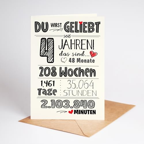 Lovely Cards - Süße Karte zum 4. Geburtstag - Geburtstagskarte 4 Jahre Jungen - Geschenk Mädchen 4 Jahre - Geburtstagskarte A6 (4 Jahre) von Lovely Cards