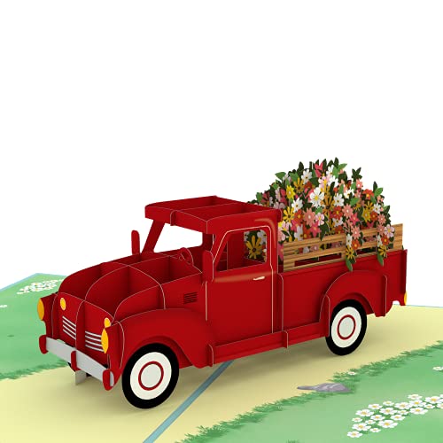 Lovepop® Garden Truck 3D-Pop-Up-Karte – zum Valentinstag, Geburtstag, Mutter-, Vater-, Jahres- oder Hochzeitstag, handgemachte 3D-Grußkarte mit Einsteckfach und Umschlag von Lovepop