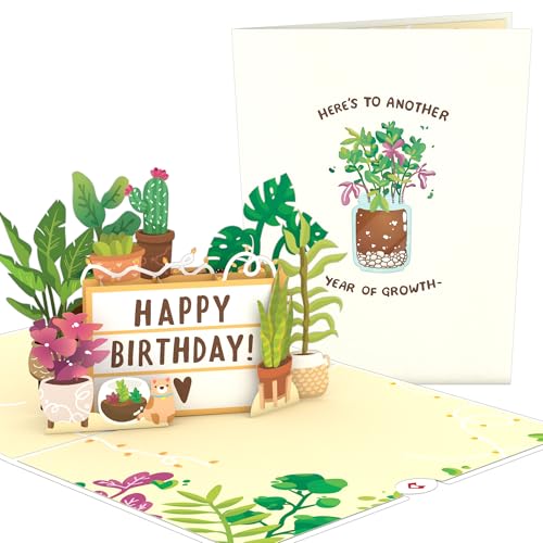 Lovepop® 3D Pop-Up Karte Geburtstag Topfpflanzen Geburtstagskarte für Pflanzen-Liebhaber plant birthday card | inkl. Umschlag & Versteckfach für Geld & Gutscheine von Lovepop