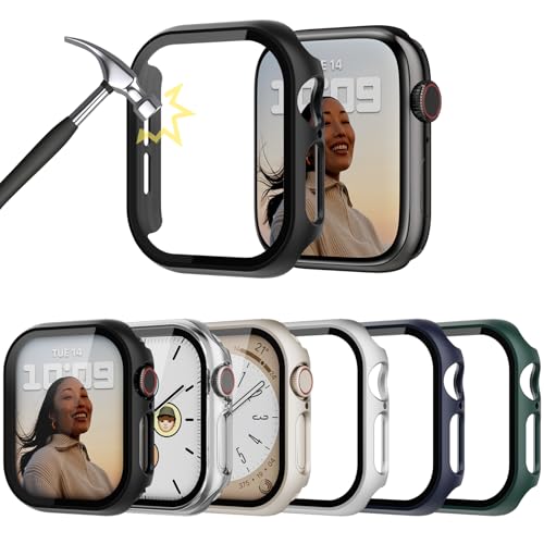 Lovmunia 6-Stück Hard Gehäuse mit Displayschutzfolie Kompatibel mit Apple Watch Series 10 42mm, Rundum PC Ultradünne Schutzhülle Eingebaut Kratzfest Gehärtetes Glas Schutzfolie für iWatch 10 42mm von Lovmunia