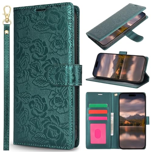 Samsung Samsung S22plus Floral Flip Case | Stilvolles Design | Fallschutz | Schlank und tragbar | Präzise Öffnung | Für Samsung S20 Serie-Grün von Lovsen