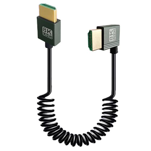 Loxyxbnh 8K Kurzes HDMI-kompatibles zu HDMI-kompatibles Spiralkabel, 48 Gbit/s, schnelle Geschwindigkeit, Stecker auf Stecker, 8K, HDMI-kompatibel 2.1, unterstützt 8K @ 60Hz, 4K @ 120Hz für Kamera von Loxyxbnh