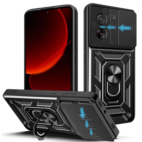 Loyhee Hülle für Xiaomi 13T / 13T Pro (6.67"), Kameraschutz Handyhülle mit 360 Grad Ring Ständer Weich TPU Bumper Stoßfest + Hart PC Rückseite Kratzfest Tough Armor Schutzhülle - Schwarz von Loyhee