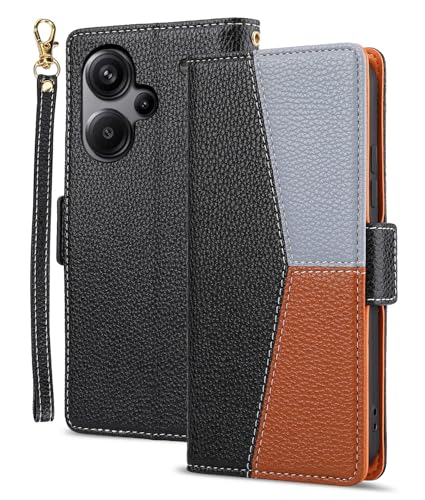 Loyhee Hülle für Xiaomi Redmi Note 13 Pro Plus 5G, Hochwertiges Leder Flip HandyHülle mit Magnetverschluss, Kartenfach und Ständerfunktion, RFID Schutz Stoßfeste Brieftasche SchutzHülle - Schwarz von Loyhee
