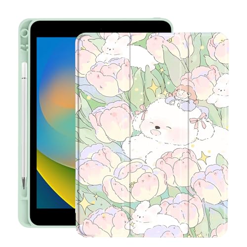 Schutzhülle für iPad Pro 26,7 cm (10,5 Zoll) 2017 Air 3 mit Stifthalter, faltbare grüne Lederhülle, unterstützt automatische Schlaf- und Aufwachfunktion von LuGeKe