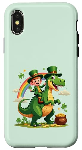 Leprechaun Reiten Dinosaurier St. Patrick Day Jungen Kinder Kleinkinder Hülle für iPhone X/XS von Lucky Leprechaun Riding Dinosaur St. Patricks tees