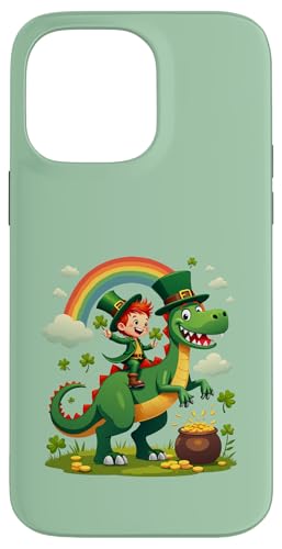 Lustiger St. Patricks Day Kobold Reiten Dino T Rex Jungen Kinder Hülle für iPhone 14 Pro Max von Lucky Leprechaun Riding Dinosaur St. Patricks tees