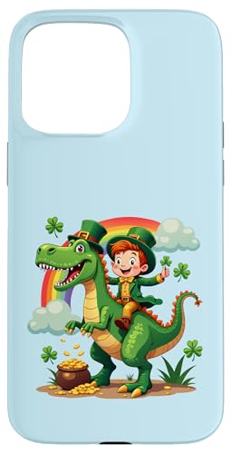 Lustiger St. Patricks Day Kobold Reiten Dino T Rex Jungen Kinder Hülle für iPhone 15 Pro Max von Lucky Leprechaun Riding Dinosaur St. Patricks tees