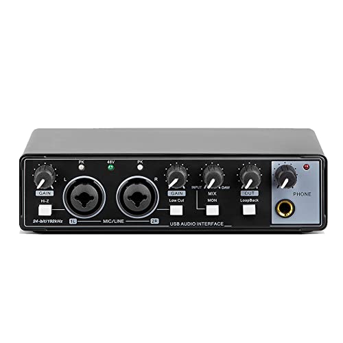 Luejnbogty 1 PCS Soundkarte Studio Record USB Audio Professional Interface Sound Equipment 48V Phantom For Recording Black von Luejnbogty
