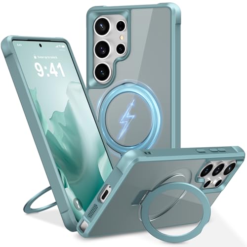 Lufanbis Magnetischer Ständer für Samsung Galaxy S25 Ultra Hülle [Fallschutz in Militärqualität] mit Kickstand, matt durchscheinende schlanke Hülle für S25 Ultra 6,9 Zoll, Grün von Lufanbis