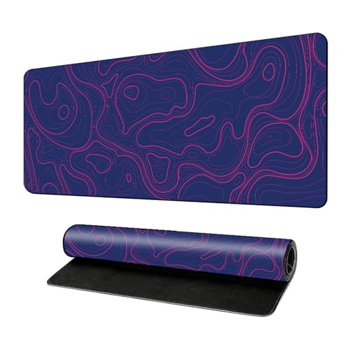 Lukery Mauspad Gaming, Abstrakte Stile Mousepad Groß mit Vernähte Kanten, Schreibtischunterlage mit rutschfeste Gummibasis, Schreibtisch Unterlage für PC und Laptop (Marineblau,300x700mm) von Lukery