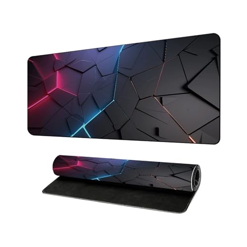 Lukery Mauspad Gaming, Geometrisches Muster Mousepad Groß mit Vernähte Kanten, Schreibtischunterlage mit rutschfeste Gummibasis, Schreibtisch Unterlage für PC und Laptop (Geometrisch 2,400x900mm) von Lukery