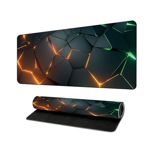 Lukery Mauspad Gaming, Geometrisches Muster Mousepad Groß mit Vernähte Kanten, Schreibtischunterlage mit rutschfeste Gummibasis, Schreibtisch Unterlage für PC und Laptop (Geometrisch 6,300x700mm) von Lukery