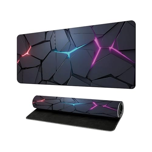 Lukery Mauspad Gaming, Geometrisches Muster Mousepad Groß mit Vernähte Kanten, Schreibtischunterlage mit rutschfeste Gummibasis, Schreibtisch Unterlage für PC und Laptop (Geometrisch G,300x800mm) von Lukery