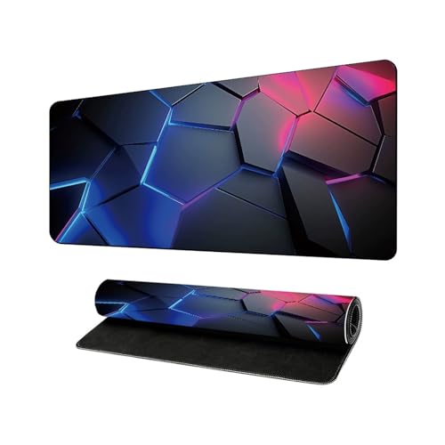 Lukery Mauspad Gaming, Geometrisches Muster Mousepad Groß mit Vernähte Kanten, Schreibtischunterlage mit rutschfeste Gummibasis, Schreibtisch Unterlage für PC und Laptop (Geometrisch H,300x600mm) von Lukery