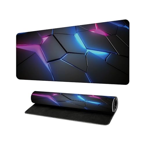 Lukery Mauspad Gaming, Geometrisches Muster Mousepad Groß mit Vernähte Kanten, Schreibtischunterlage mit rutschfeste Gummibasis, Schreibtisch Unterlage für PC und Laptop (Geometrisch I,300x600mm) von Lukery