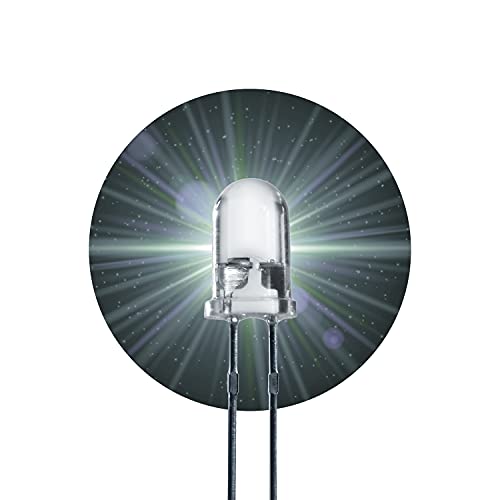 Lumetheus LED 10mm Farbe weiß 140000mcd 5 Stück weiße Leuchtdioden ca. 3V Diode 2 Pin LEDs Gehäuse klar von Lumetheus