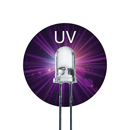 Lumetheus LED 3mm Farbe UV ultraviolett LEDs Gehäuse klar Schwarzlicht 100 Stück Leuchtdioden ca. 3V Diode 2 Pin LEDs Gehäuse klar von Lumetheus