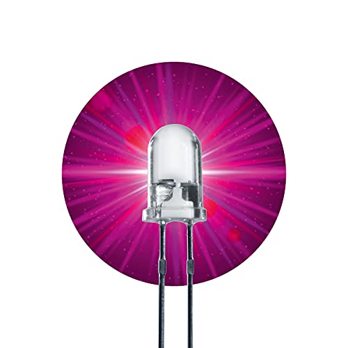 Lumetheus LED 5mm Farbe pink 500 mcd 100 Stück Leuchtdioden ca. 3V Pinke Diode 2 Pin LEDs Gehäuse klar lila violett von Lumetheus