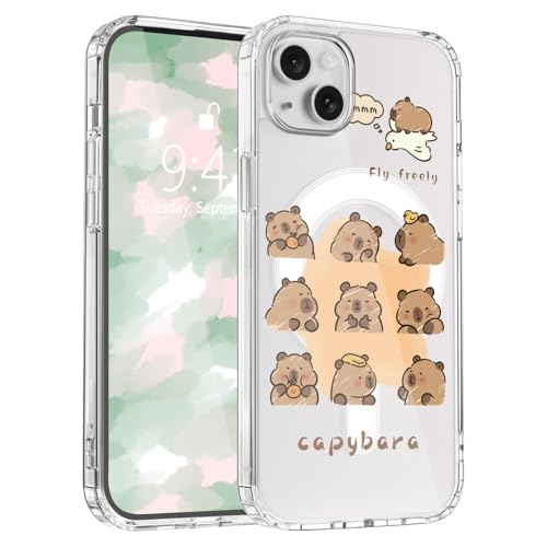 LuminousGuard Schutzhülle für iPhone 11, kompatibel mit MagSafe, niedliches Kawaii-Capybara, magnetische Handyhülle, transparent, weich, schlanke Passform, stoßfeste Schutzhülle für Damen und Mädchen von LuminousGuard