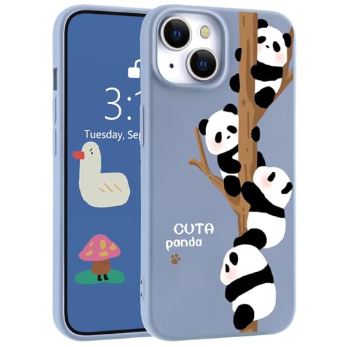 LuminousGuard Schutzhülle für iPhone 12/12 Pro, süßes Kawaii-Panda-Design, Flüssigsilikon, schmale Passform, weiches Gel-Gummi, für Damen und Mädchen von LuminousGuard