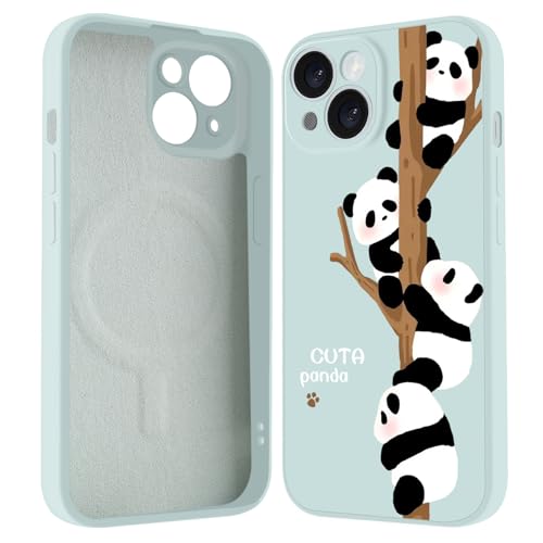 LuminousGuard Schutzhülle für iPhone 13, kompatibel mit MagSafe, niedlicher Kawaii-Panda, magnetische Handyhülle, Flüssigsilikon, weich, schmale Passform, Schutzhülle für Damen und Mädchen von LuminousGuard