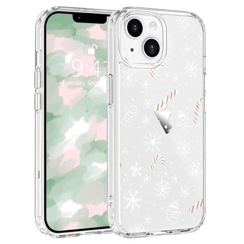 LuminousGuard Schutzhülle für iPhone 13, niedliche Kawaii-Weihnachtsschneeflocken, Handyhülle für Frauen und Mädchen, Anti-Vergilbung, klare Acryl-Rückseite, weicher TPU-Rahmen, schmale Passform, von LuminousGuard