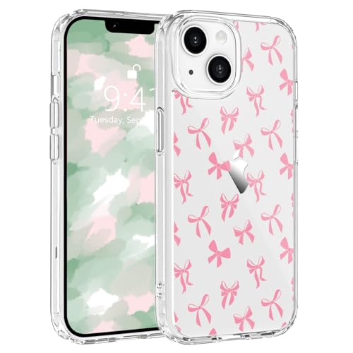 LuminousGuard Schutzhülle für iPhone 14, niedliche Kawaii-Schleife, Anti-Vergilbung, klare Acryl-Rückseite, weicher TPU-Rahmen, schmale Passform, stoßfeste Schutzhülle von LuminousGuard