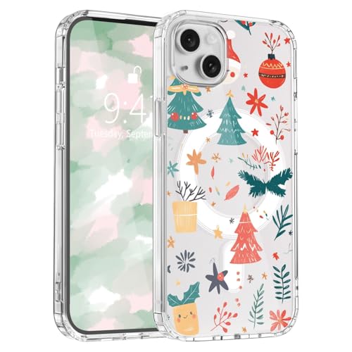 LuminousGuard Schutzhülle für iPhone 16 Pro, kompatibel mit MagSafe, niedlicher Weihnachtsbaum, magnetische Handyhülle, transparent, weich, schlank, stoßfest, Schutzhülle für Damen und Mädchen von LuminousGuard