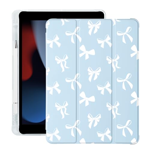 Niedliche Kawaii-Schleife für iPad 10. Generation Hülle 10,9 Zoll 2022 mit Stifthalter, Auto Sleep/Wake, blaues Leder, weiche TPU-Rückabdeckung von LuminousGuard