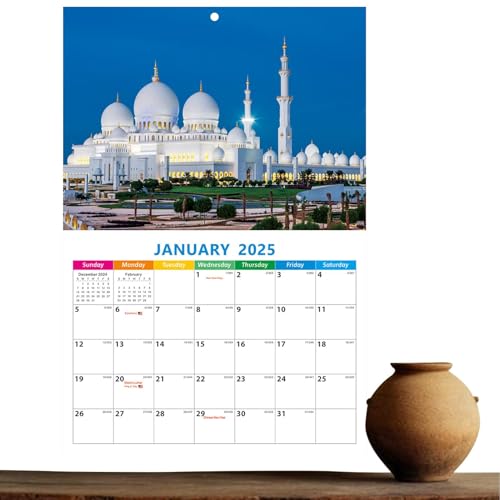 Kalender 2025 - Architektur Monats-Wandkalender | 12-Monats-Wandkalender 2025 | Moschee 2025 Kalender | Wandkalender groß | Tagesplaner Berühmte Gebäude Kalender für Zuhause Klassenzimmer von Lumiscent