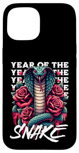 Hülle für iPhone 15 Feiern Sie das chinesische Neujahr der Schlange 2025 Cobra & Roses von Lunar New Year 2025 Chinese Tee Shop