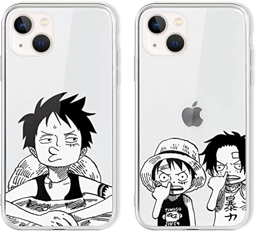 [2 Stück] Case für iPhone 16 pro Hülle 6.3", Weich Transparent Silikon Schutzhülle mit Junge Anime Gear 5 Nika Ace Motiv Manga Muster Stoßfest Handyhülle von LunarDrift