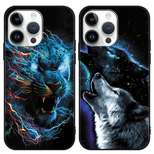 2 Stück Handyhülle für Apple iPhone 13/iPhone 14 Hülle 6.1'', Anime Art Manga Anime Tiger und Wolf künstlerische Ästhetik mit Motiv Designs Case Schutzhülle Stoßfest TPU Weich Ultra Dünn Cover -05 von LunarDrift