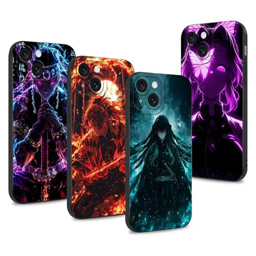 4 Stück Handyhülle für Samsung Galaxy A21s（4G） Hülle 6.5'', Anime Demon Slayer Shinobu Tengen Muichirou Kyoujurou Manga Muster Schutzhülle Jungs Case Schutz der Linse Design Silikon TPU Cover von LunarDrift