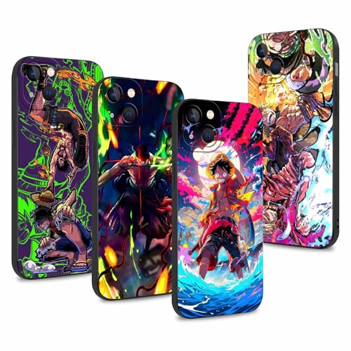 4 Stück Handyhülle für Xiaomi Redmi Note 13 4G Hülle 6.67'' Anime Zoro Gear 5 Sun God Nika Cartoon-Figuren Manga Muster Design Case Kameraschutz Schutzhülle TPU Silikon Weich Ultra Dünn von LunarDrift