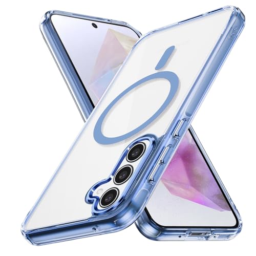 Lunivop Schutzhülle für Samsung Galaxy A35 5G, hart, kompatibel mit kabellosem Magsafe, vergilbungsbeständig, magnetische Hülle, transparent, für Para A 35 16,8 cm (6,6 Zoll) 2024, robust, Blau von Lunivop