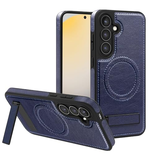 Lunivop Schutzhülle für Samsung Galaxy S24 FE, Leder, kompatibel mit kabellosem Magsafe, magnetischer Standfunktion, Funda para S24 FE 17,5 cm (6,7 Zoll), 5G 2024, robust, Blau von Lunivop