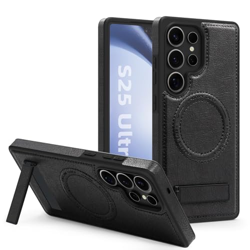 Lunivop Schutzhülle für Samsung Galaxy S25 Ultra, Leder, kompatibel mit kabellosem Magsafe, magnetischer Standfunktion, Funda para S 25 Ultra 17,8 cm (6,86 Zoll), 5G 2025, robust, beste Handyhüllen, von Lunivop