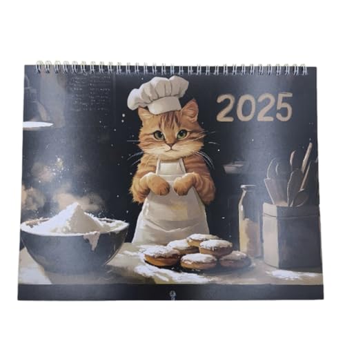 Luobannm Kalender "Katzen Kochen" 2025. Niedlicher 12-Monats-Wandkalender. Lustiger Katzenkalender mit Kochthema für Feinschmecker und Katzenliebhaber von Luobannm