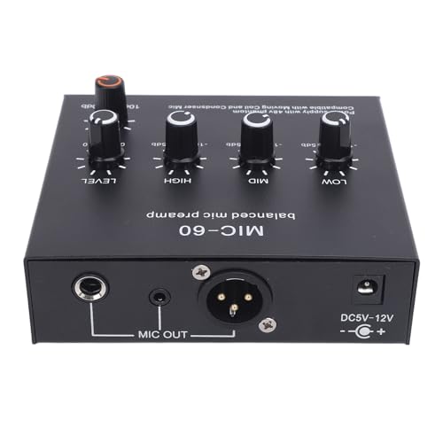 Mic Gain Booster, 3-Kanal-Kondensator Mic Preamp für Dynamische Mikrofone, 48-V-Netzteil XLR-Ausgang, für SM7B 55SH, mit Ausgeglichenen XLR 6,35mm 3,5-mm-Eingängen, Geräuscharm von Luocute