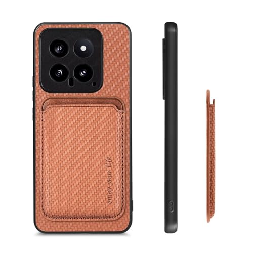 Luoiwei Case for Xiaomi Poco X5 Pro Hülle Compatible with Magsafe mit Wallet Card Holder, 2in1 Aramid Fibre Pattern, Dünn Magnetic Removable Silicone Protective Case, Slim Cover, kameraschutz, Brown von Luoiwei