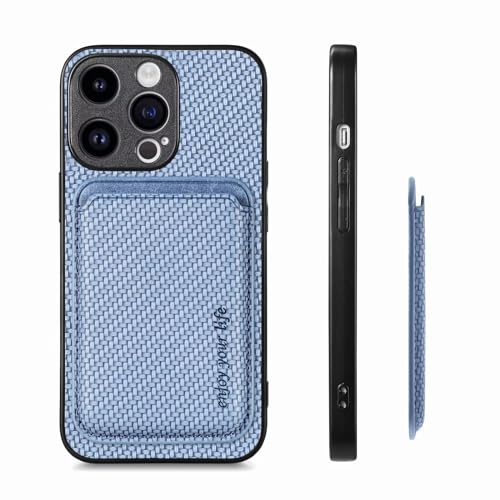 Luoiwei Case for iPhone 13 Pro Max Hülle Compatible with Magsafe mit Wallet Card Holder, 2-in-1 Aramid Fibre Pattern, Dünn Magnetic Removable Protective Case, Silicone Slim Cover, kameraschutz, Blue von Luoiwei
