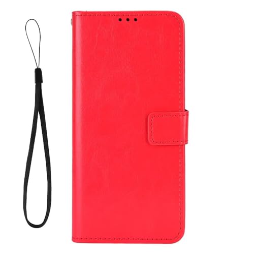 Luoiwei Handyhülle für Redmi S2 Hülle mit Band,for Redmi S2 Case PU Leder,RFID Blocker Flip Wallet Cover Klapphülle Stoßfest Schutzhülle Magnet Aesthetic Standfunktion,Rot von Luoiwei