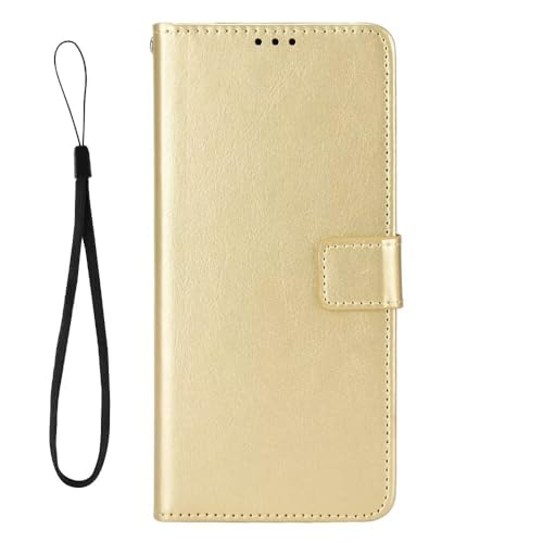 Luoiwei Handyhülle für Samsung Galaxy A35 5G Hülle mit Band,for Samsung Galaxy Case PU Leder,RFID Blocker Flip Wallet Cover Klapphülle Stoßfest Schutzhülle Magnet Aesthetic Standfunktion,Gold von Luoiwei